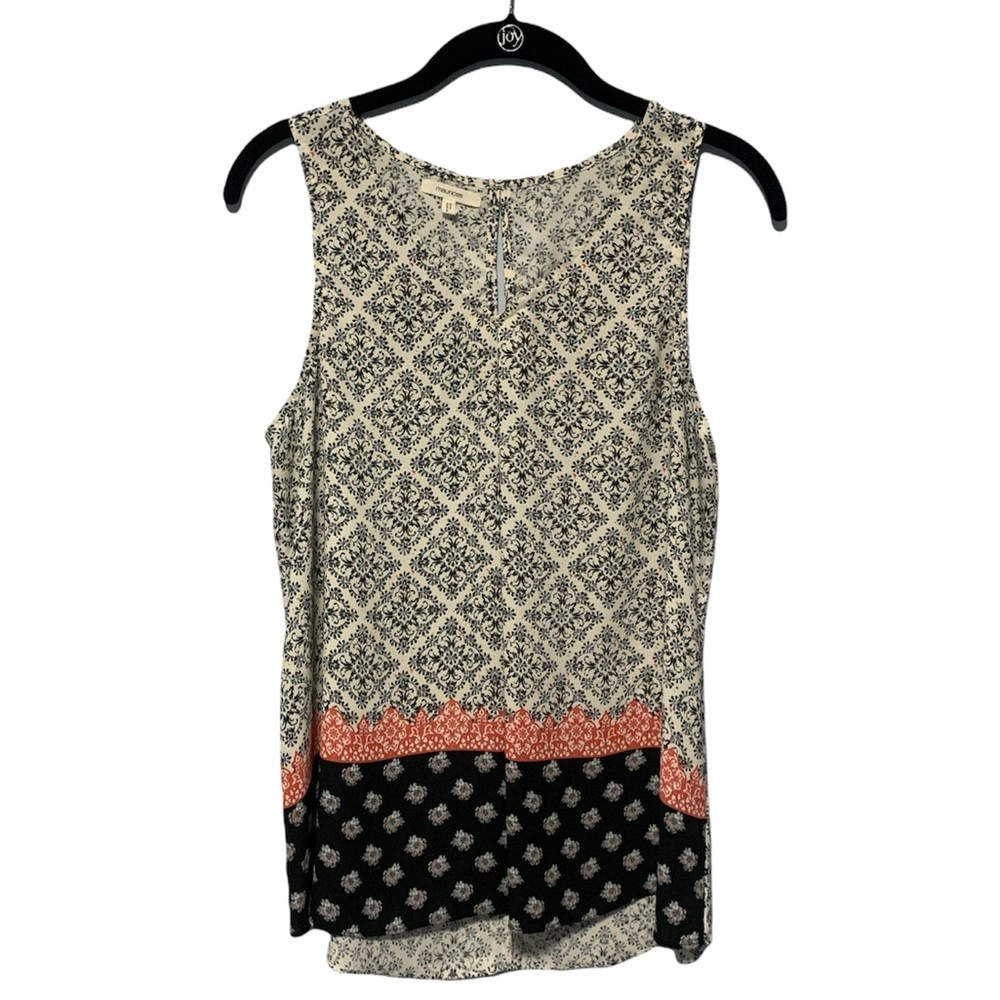 Maurices Boho Floral Pattern V-Neck Tank Top Blouse Size Medium Color Block